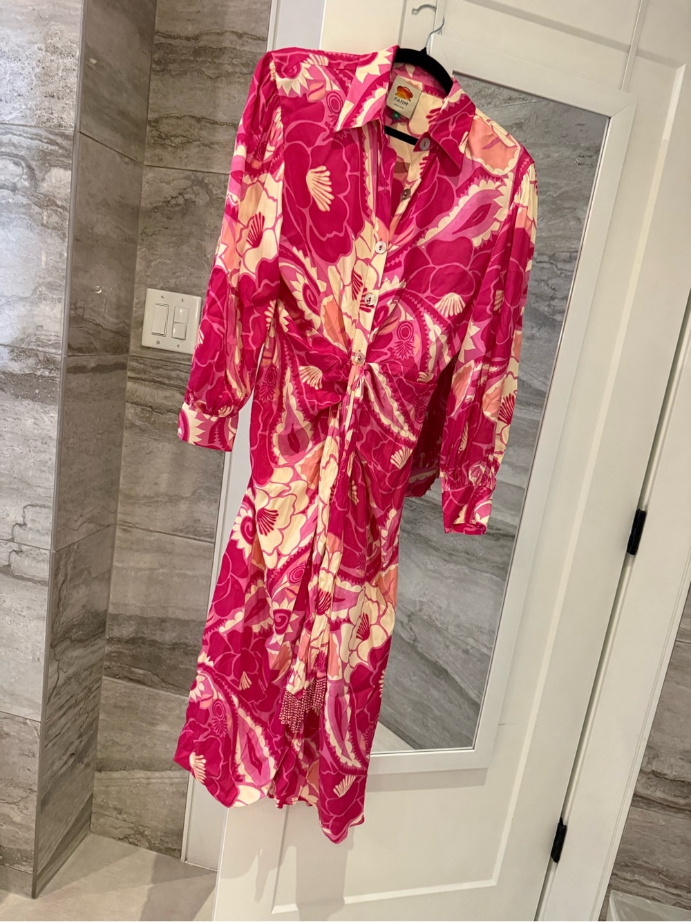 Farm Rio Bright Pink Floral Button-Front Women’s Dress